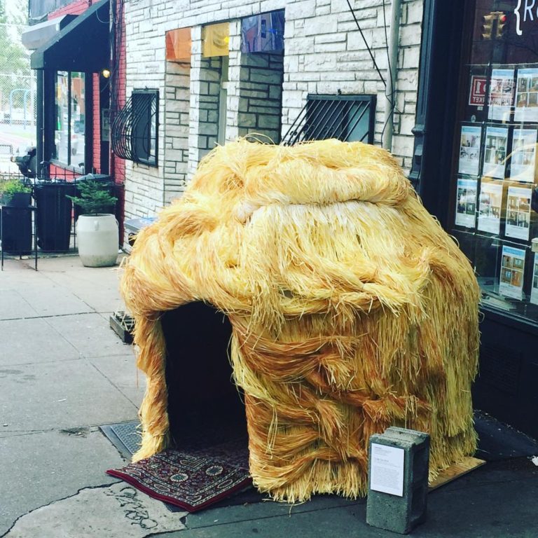 The Trump Hut outside of Realty Collective’s Red Hook office earlier this month. Photo: Sam Levinson