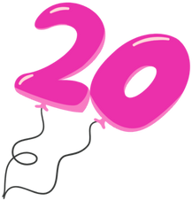 Pink balloons celebrating the 20th anniversary of Realty Collective